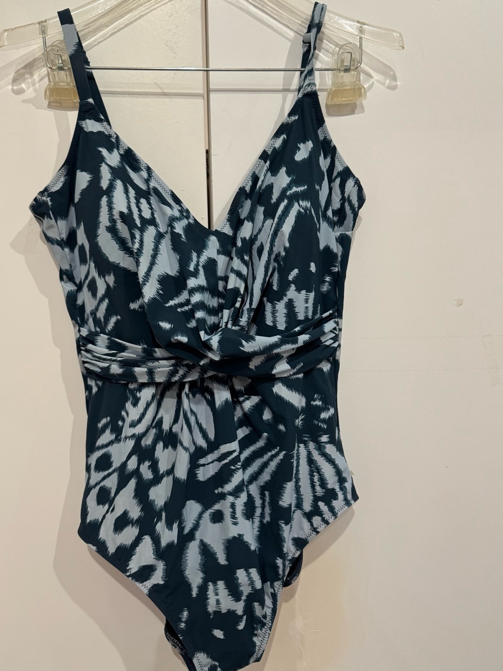 Gottex Dark Teal & Light Blue Patterned One-Piece Swimsuit Adjustable Straps 14